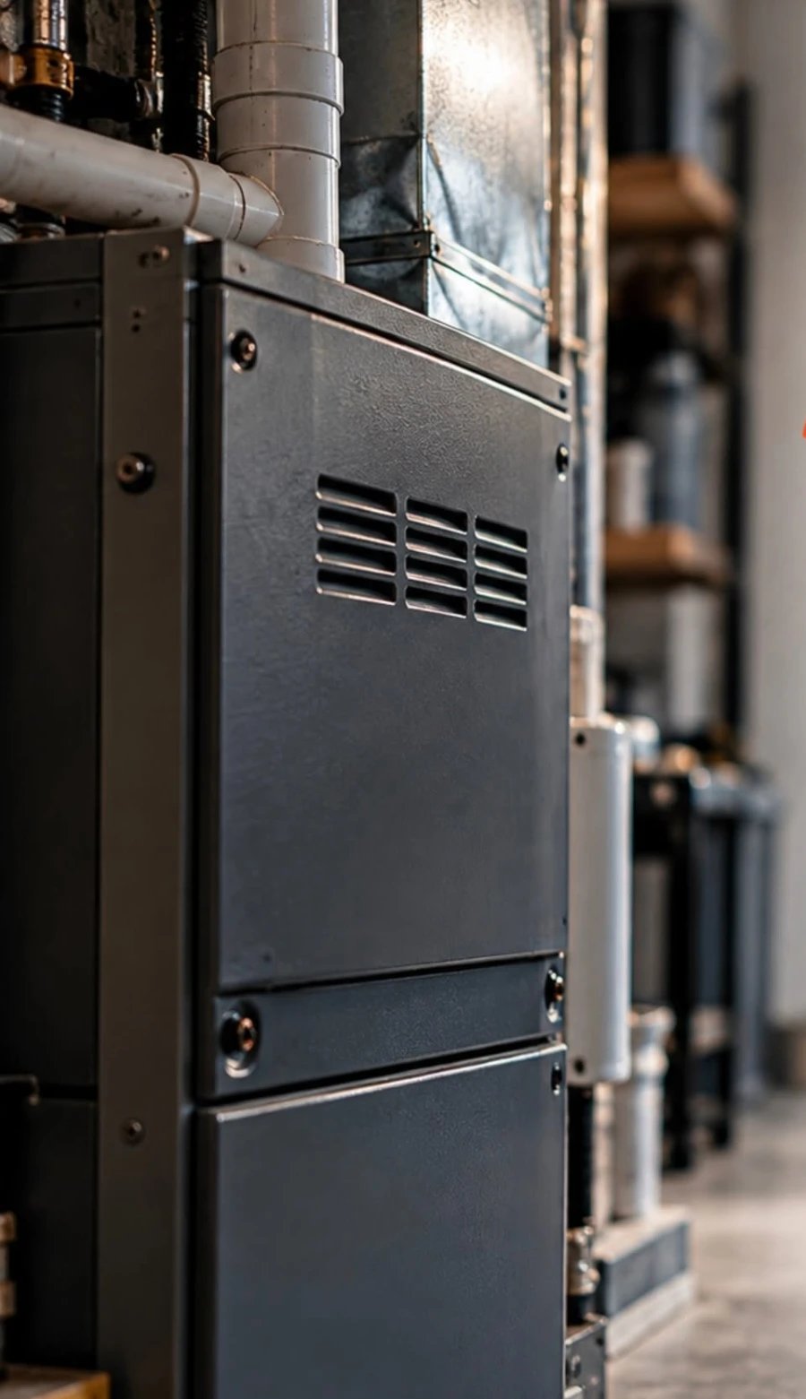 Residential furnace in a Wisconsin basement
